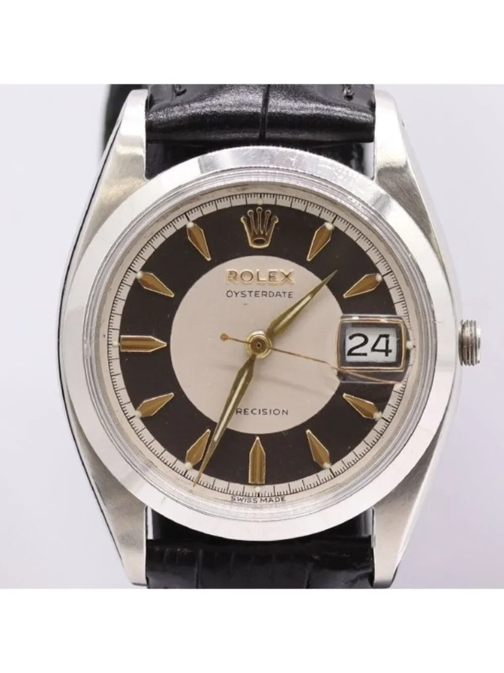 Rolex Oyster Date Precision Automatic White Black Dial Watch